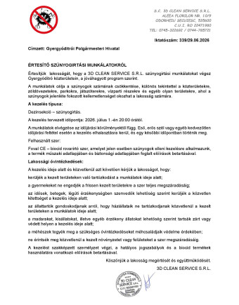 ÉRTESÍTŐ SZÚNYOGIRTÁSI MUNKÁLATOKRÓL +