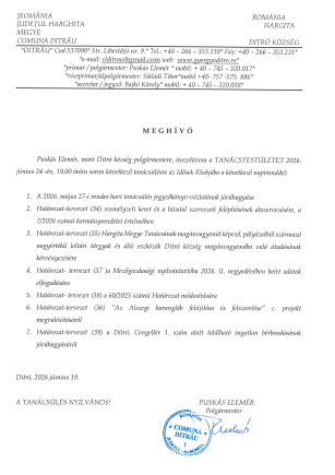 Meghivó tanácsűlés 2026.jűnius 24.