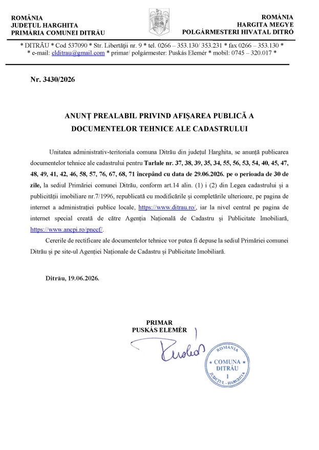 Anunt prealabil