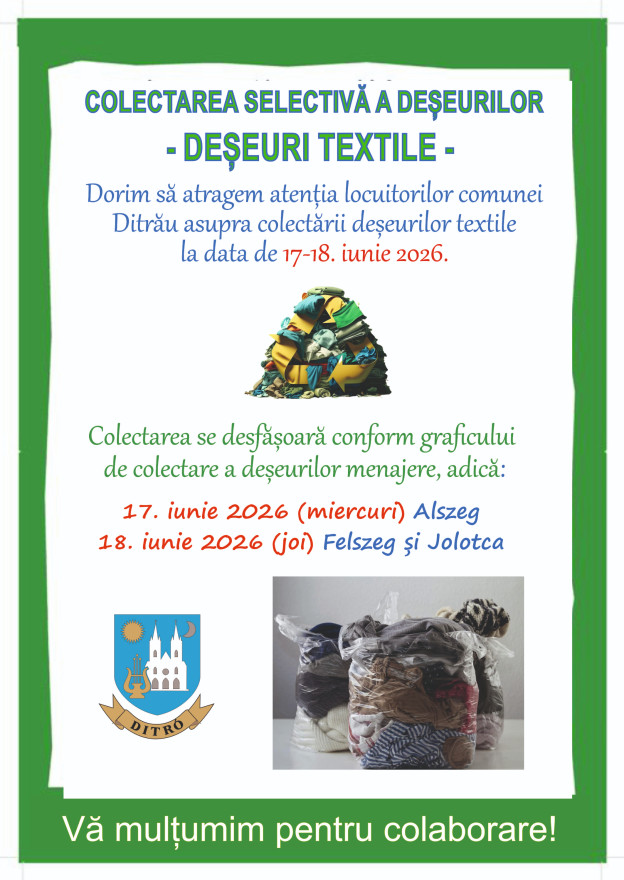 Colectarea selectivă a deșeurilor - deșeuri textile!